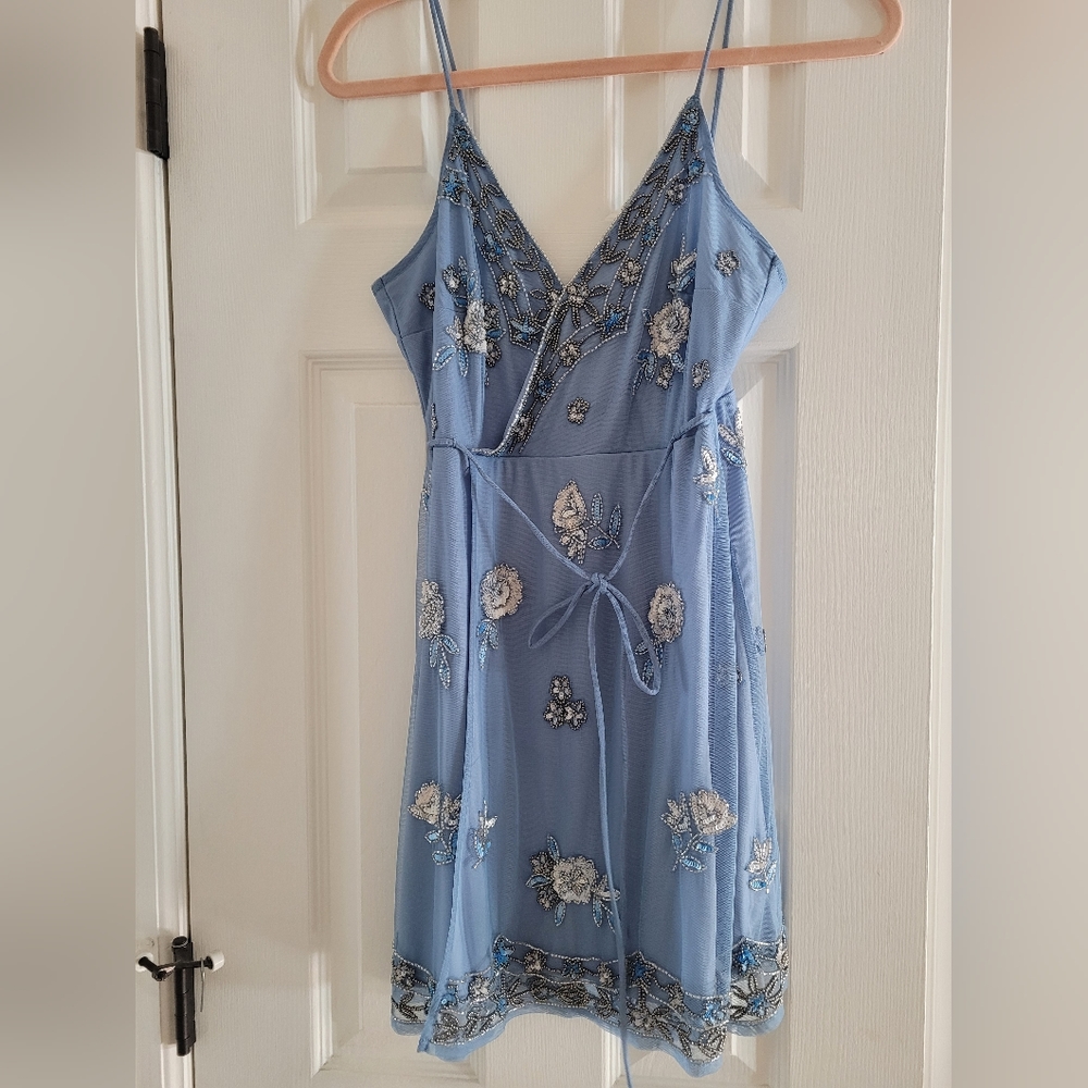 Altar'd State beaded blue mini dress